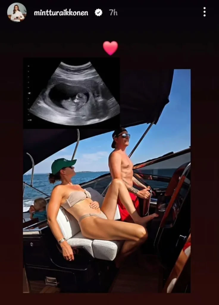 Minttu Räikkönen raskaushuhu – Sportflashin julkaisema ultraäänikuva sydänemojin kera