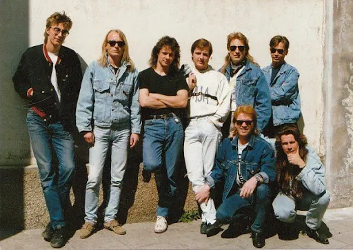 Heikki Silvennoinen ja Q.Stone-yhtyeen jäsenet 1980-luvun lopulla.