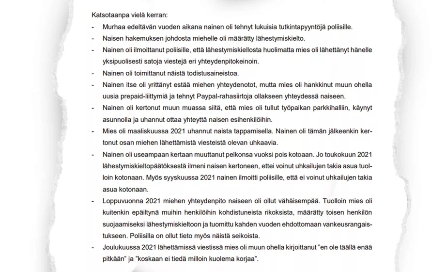 Apulaisoikeuskansleri kuvasi päätöksessään tapahtumaketjun ennen raakaa ja julmaa henkirikosta.